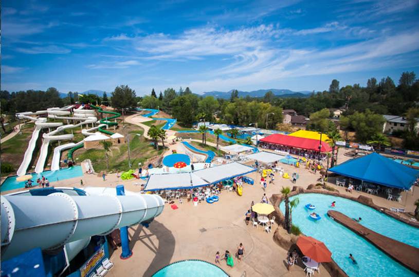 Summer activity in Denton. Water park with slides and pools