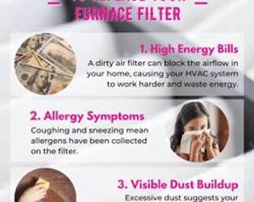 Infographic explaining three key reasons to replace a dirty furnace filter: high energy bills due to restricted airflow, allergy symptoms from collected allergens, and visible dust buildup.
