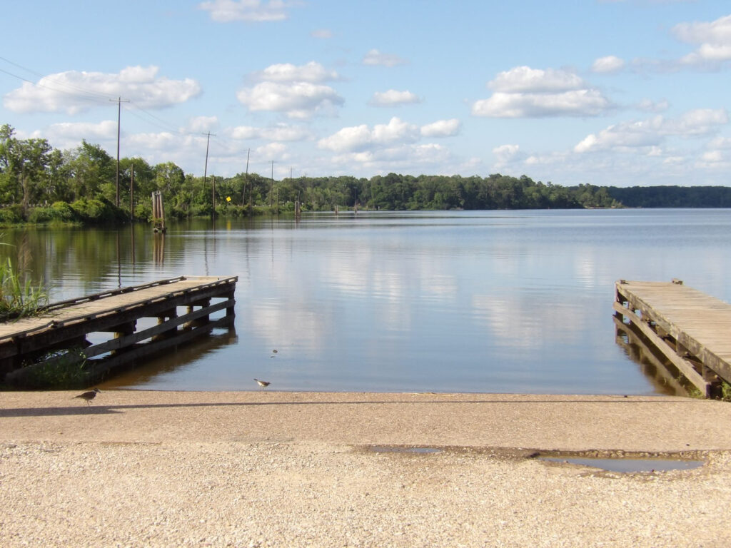 Boat ramp on Lewisville Lake near Shady Shores, Texas